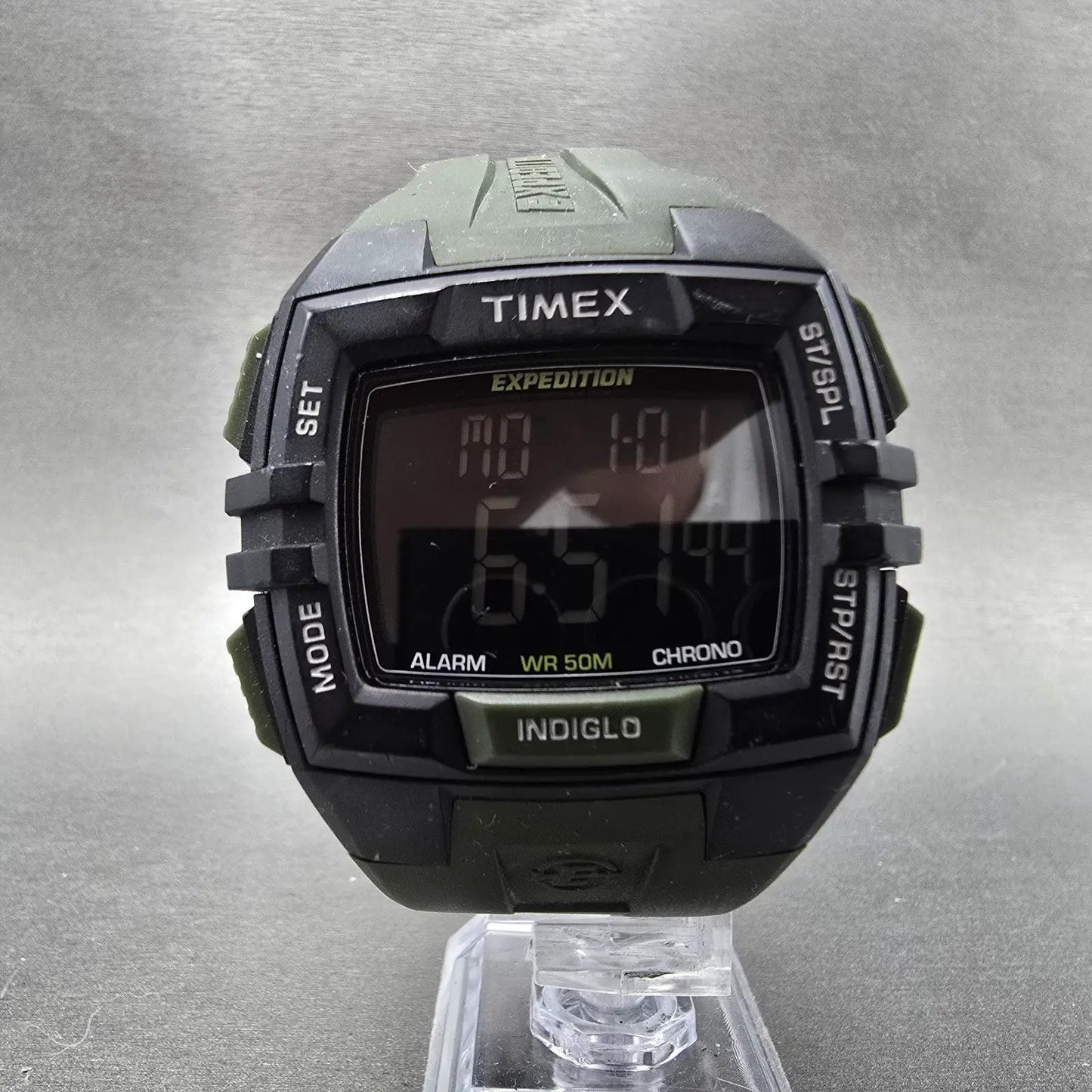 Timex Expedition Watch Men 45mm Black Green Alarm Chronograph T49903 New Batt5