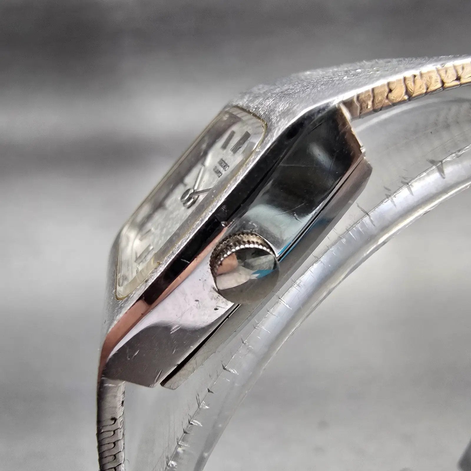 Seiko Watch Women 16mm Silver Dial Silver Tone Rectangle 16-3269 New Battery VTG2