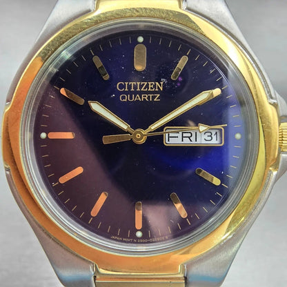 Citizen Watch Men 37mm Blue Dial Two Tone Daydate 2500-S071887 New Battery1