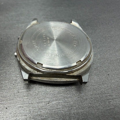 Casio 31QR29 Watch Men 34mm Digital Silver Tone Daydate Round New battery VTG11