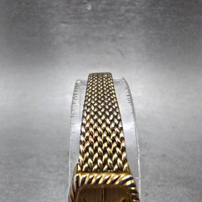 Seiko Tank Watch Women 14mm Champagne Dial Gold Tone 1320-5959 New Battery VTG H4