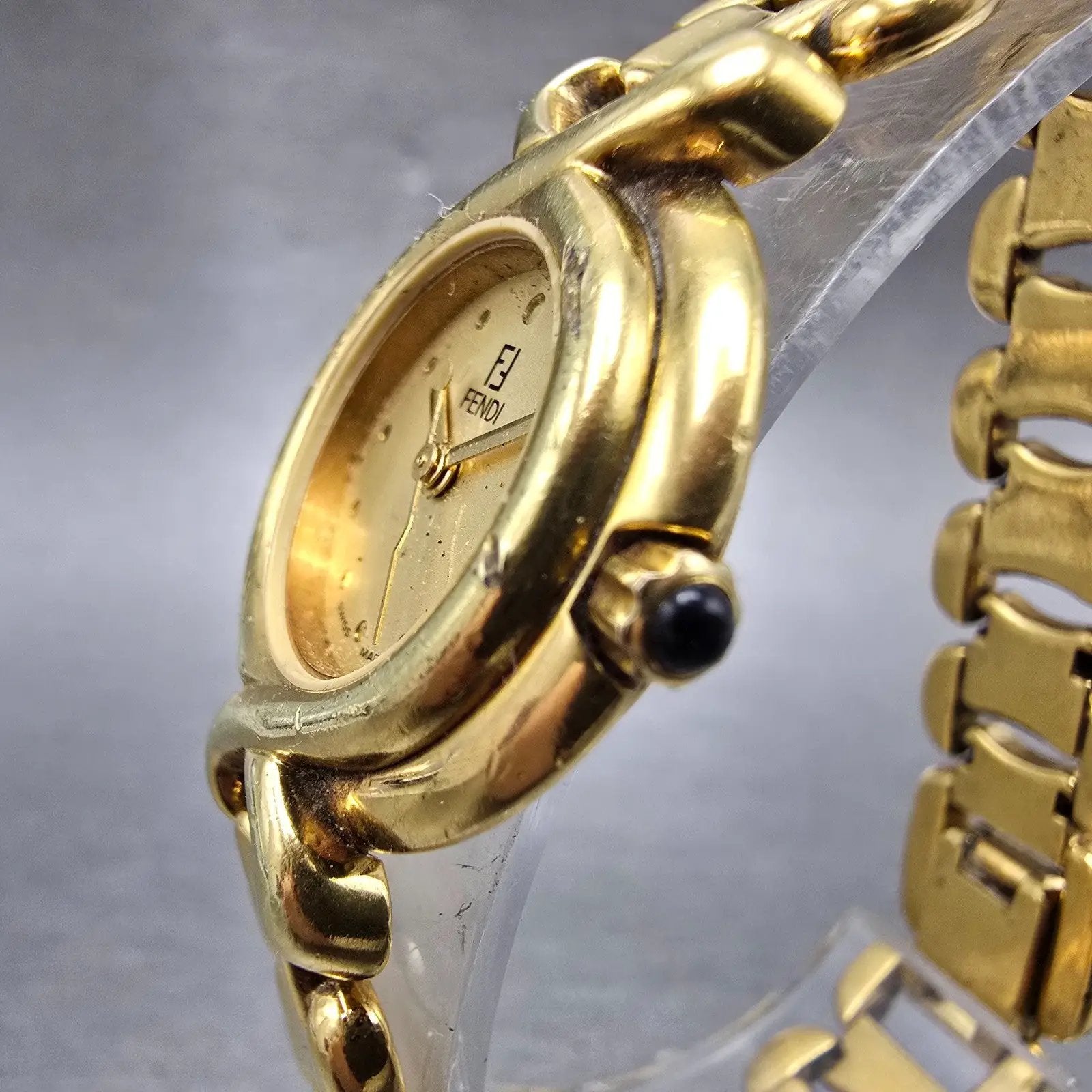 Fendi Watch Women 25mm Gold Dial Gold Tone Round NO GLASS! 700L New Battery READ2