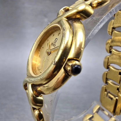 Fendi Watch Women 25mm Gold Dial Gold Tone Round NO GLASS! 700L New Battery READ2