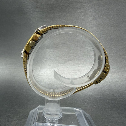 Elgin Watch Women 14mm Silver Dial Gold Tone Oval Diamond Accents New Battery6