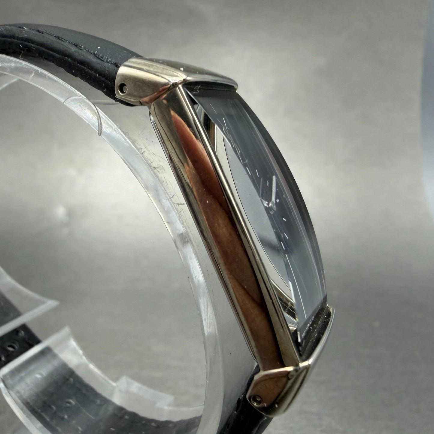 Yves Saint Laurent Tank Watch Women 15m Black Dial Silver Tone Rectangle New bat3