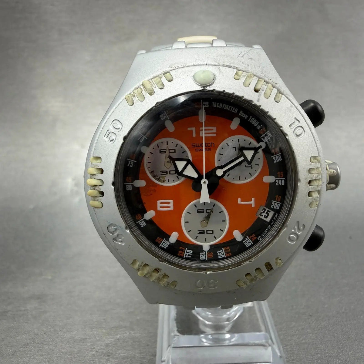 Swatch Irony Scuba 200 Chrono Satsuma Watch Men Orange Dial Date YBS4006 Newbat9