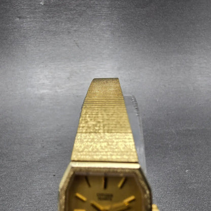 Citizen CQ Watch Women 17mm Champagne Dial Gold Tone 2931-291727 New Battery5
