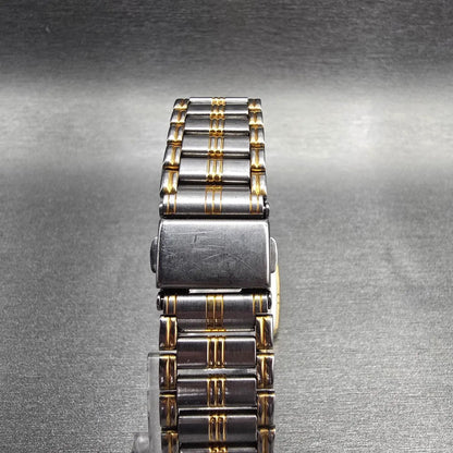 Seiko Tank Watch Men 27mm Gold Dial Gold Tone Rectangle 7431-5440 New Battery7