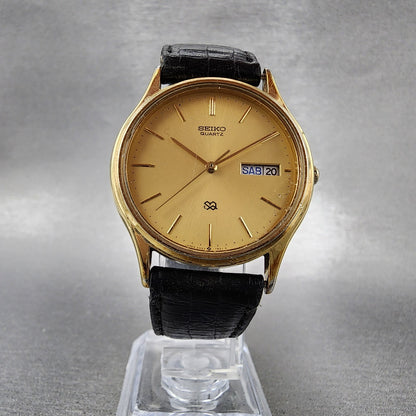 Seiko SQ Watch Men 33mm Gold Dial Gold Tone Daydate Round 5H237B09 PARTS6