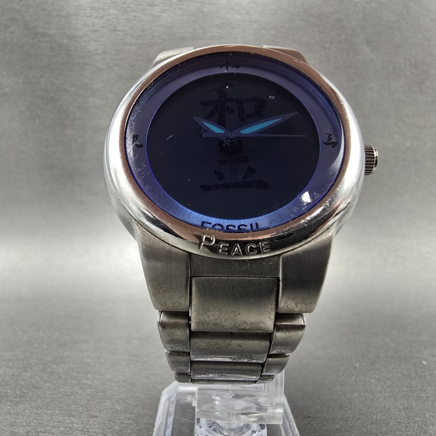 Fossil Big Tic Watch Men 41mm Blue Dial Silver Kanji Round JR-8084 New battery5