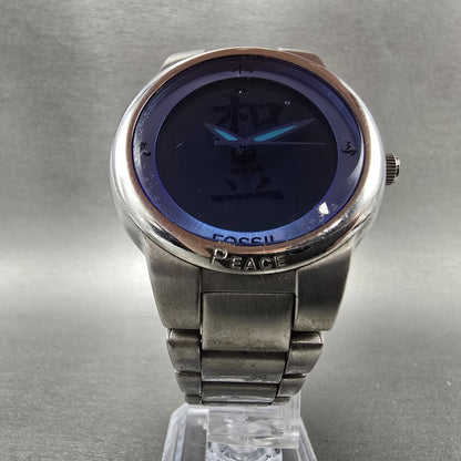 Fossil Big Tic Watch Men 41mm Blue Dial Silver Kanji Round JR-8084 New battery5