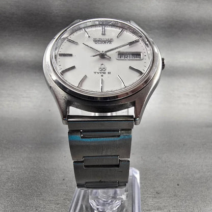 Seiko Type II Watch Men 36mm Silver Dial Silver Tone Daydate 7546-7010 New Batt5