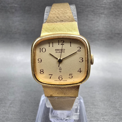 Seiko Watch Women 21mm Champagne Dial Gold Tone Rectangle 4301-5010 New Battery0