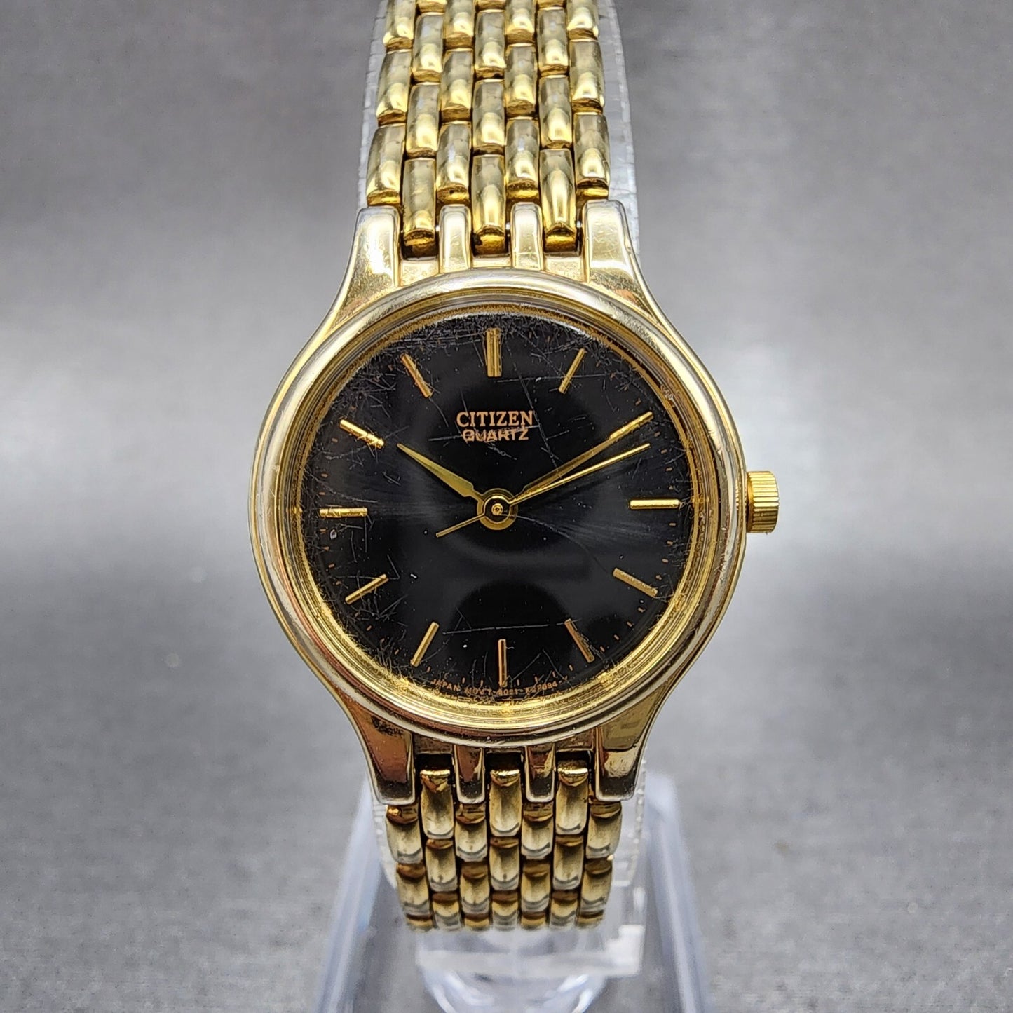 Citizen Watch Women 24mm Black Dial Gold Tone Round 6031K06894 New Battery0