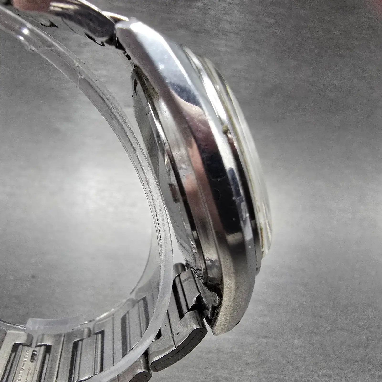 Seiko 5 Automatic Watch Men 37mm Silver Dial Silver Tone Daydate 6119-6410 Runs3