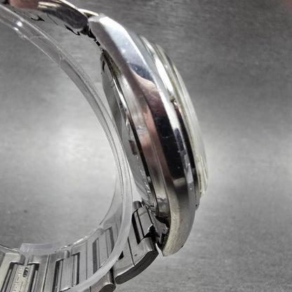 Seiko 5 Automatic Watch Men 37mm Silver Dial Silver Tone Daydate 6119-6410 Runs3