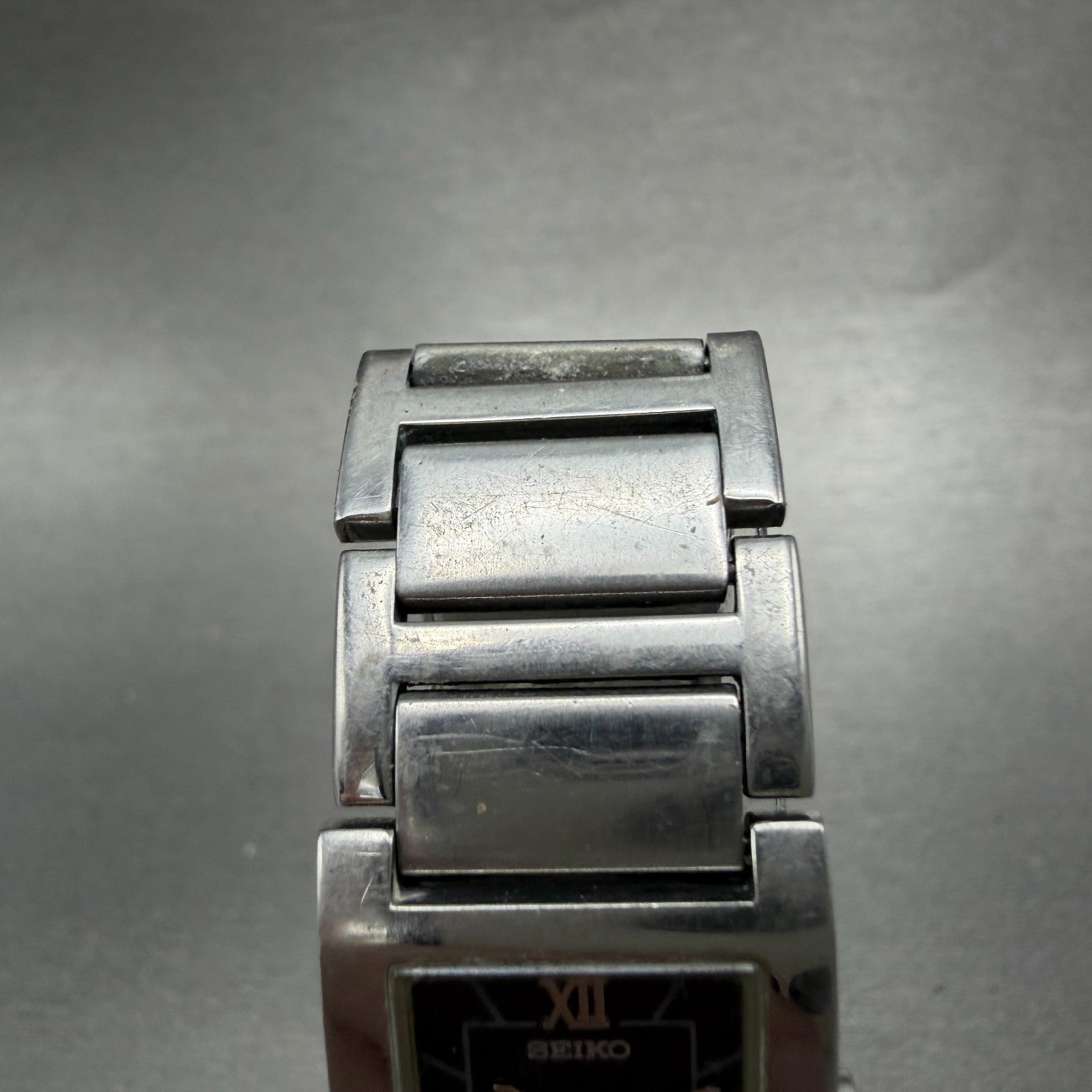 Seiko Tank Watch Women 20mm Black Dial Silver Tone 1N00-6T40 New Battery Vintage4