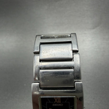 Seiko Tank Watch Women 20mm Black Dial Silver Tone 1N00-6T40 New Battery Vintage4