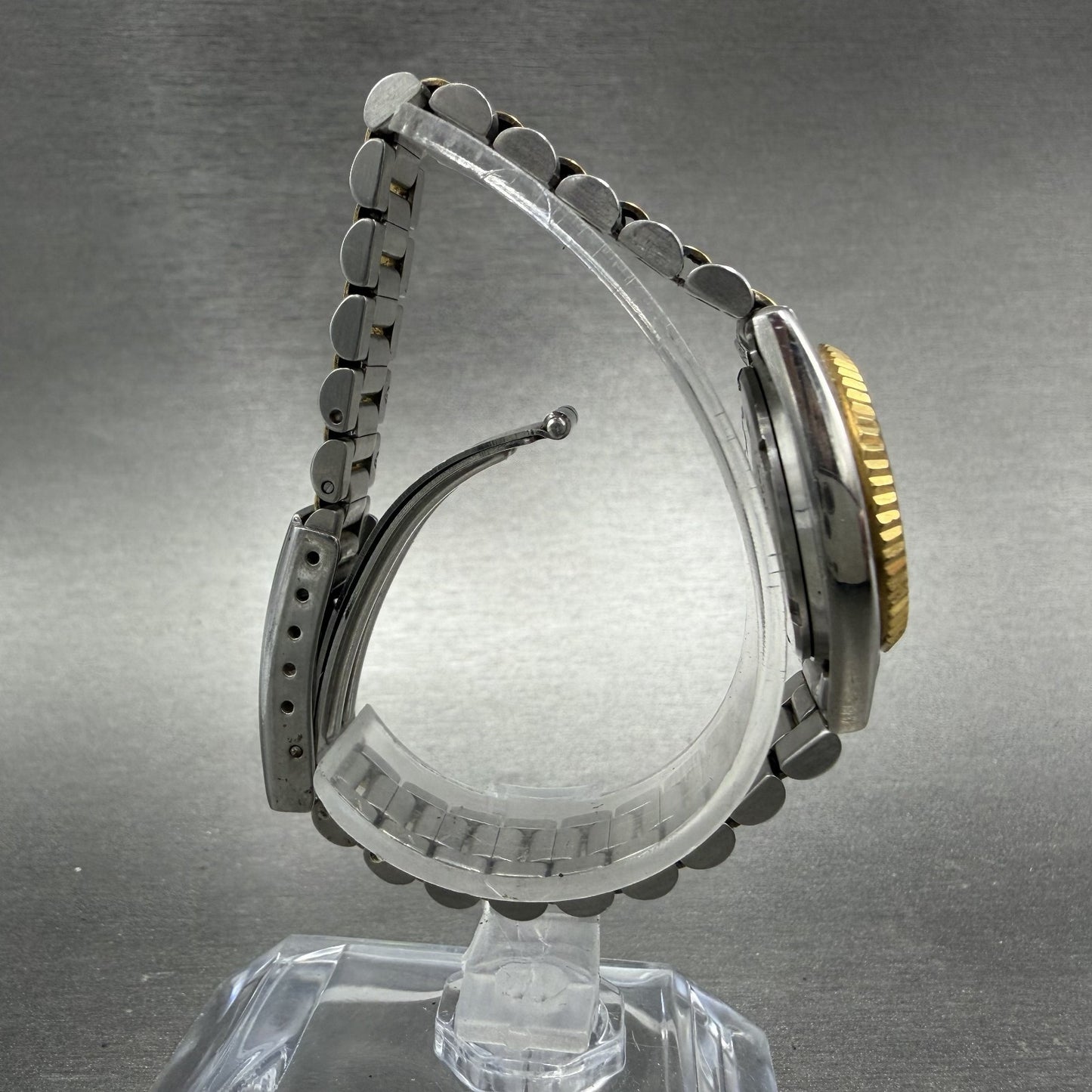 Seiko Watch Women 24mm Gold Dial Two Tone Daydate Round 7n83-0041 New Battery 598