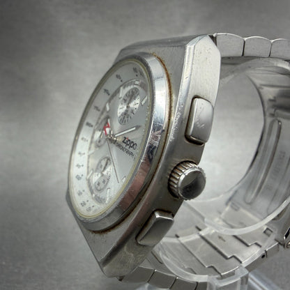 Zippo Chronograph Watch Men 39mm Silver Dial Silver Tone Date Round New Battery2