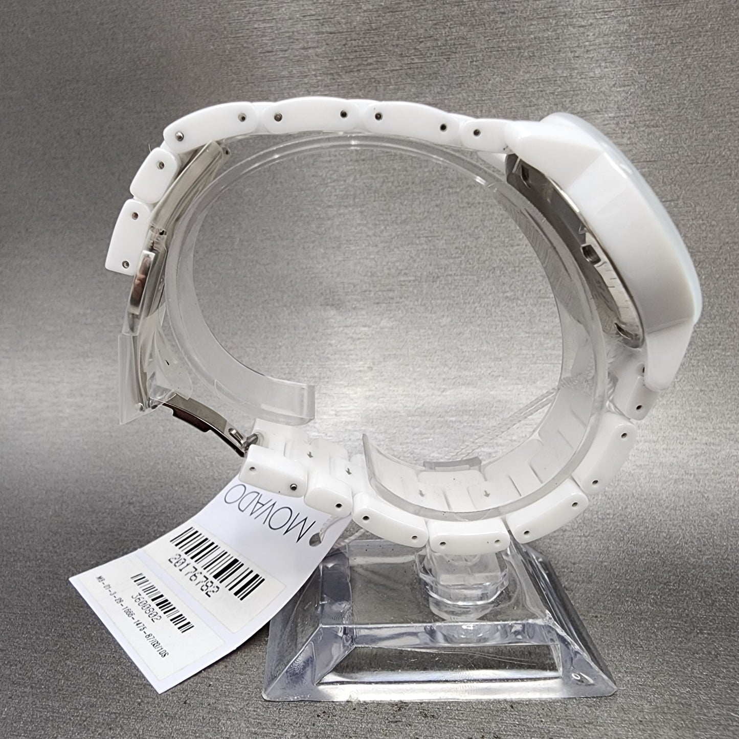 Movado Bold Watch Women 36mm White Dial White Ceramic Crystal Accent New Battery8