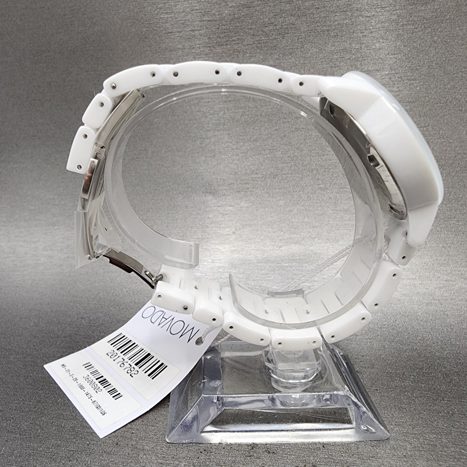 Movado Bold Watch Women 36mm White Dial White Ceramic Crystal Accent New Battery8