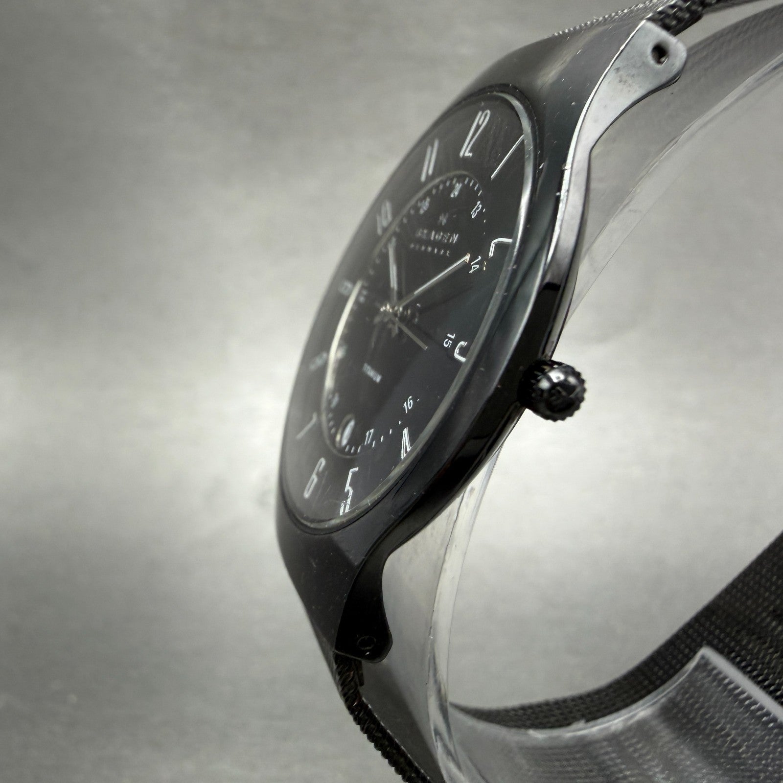 Skagen Watch Men 37mm Black Dial Black Tone Date Round 233XLMB New Battery2