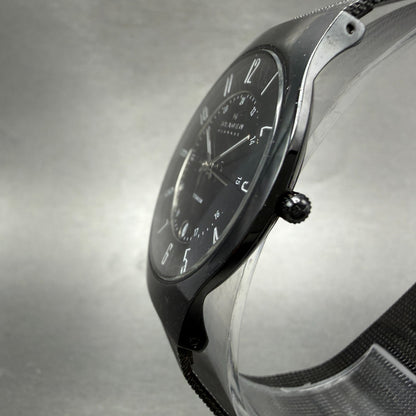 Skagen Watch Men 37mm Black Dial Black Tone Date Round 233XLMB New Battery2