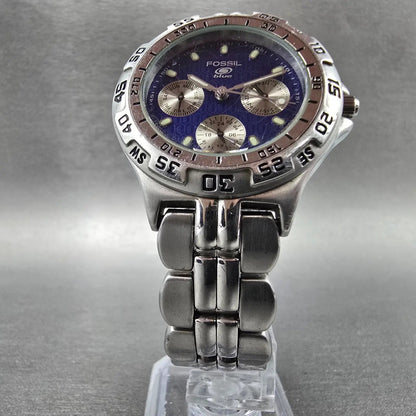 Fossil Blue Watch Women 36mm Blue Dial Silver Tone Daydate BQ-8793 New Battery5