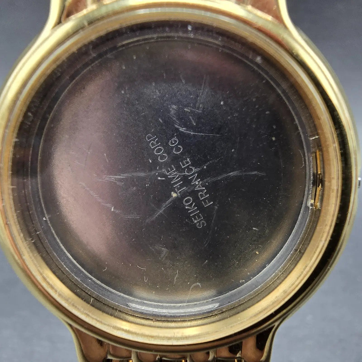 Seiko 7N29-F070 Watch Case & Bracelet Gold Tone Round 33mm W/Crystal Vintage1
