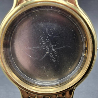 Seiko 7N29-F070 Watch Case & Bracelet Gold Tone Round 33mm W/Crystal Vintage1