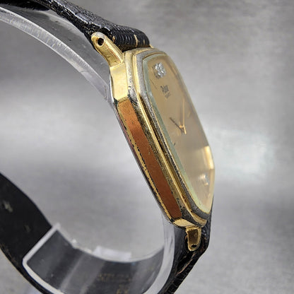 Pulsar Watch Men 30mm Champagne Dial Gold Tone Octagon Y100-5419 New Battery