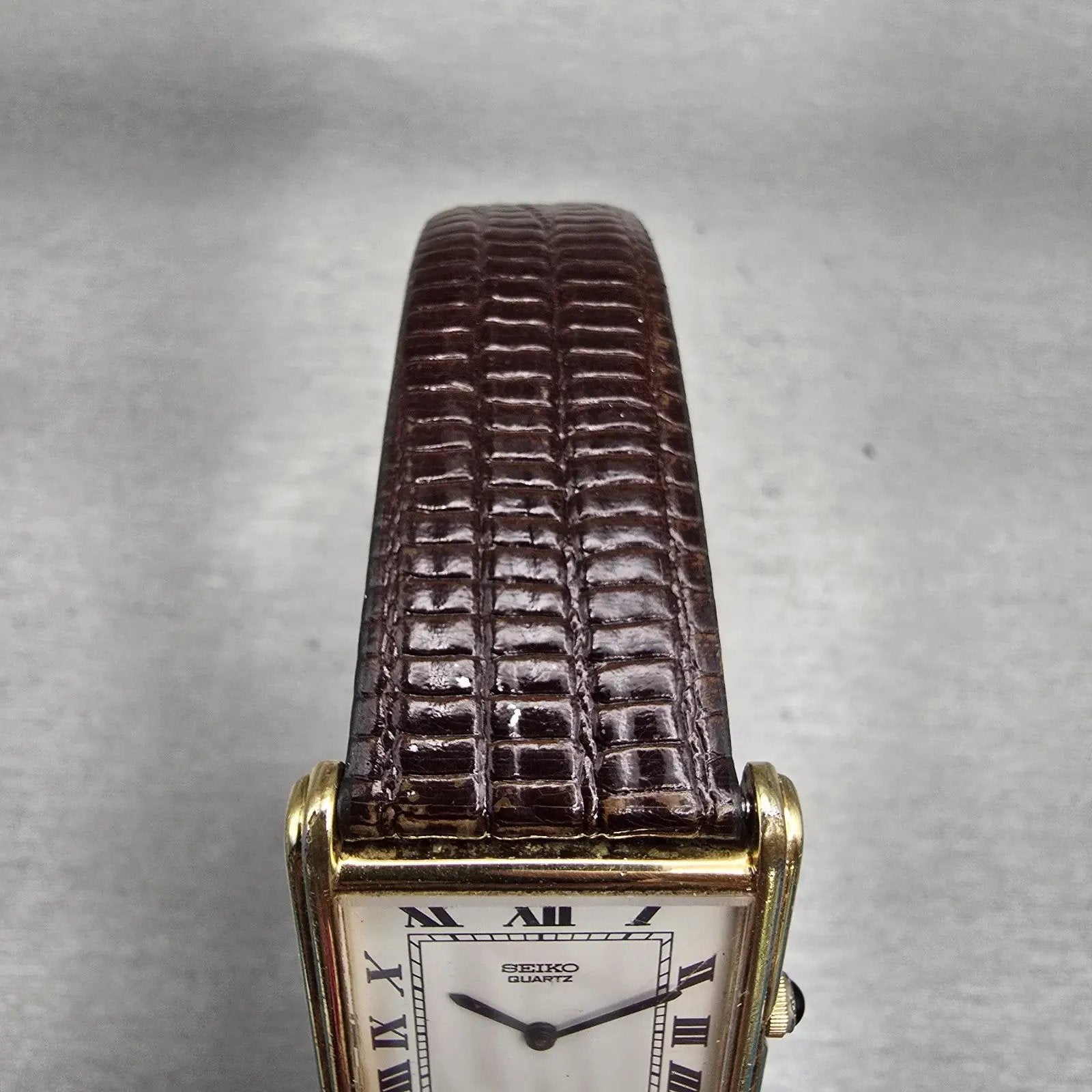 Seiko Tank Watch Men 26mm White Dial Gold Tone Rectangle 2620-5580 New Battery4