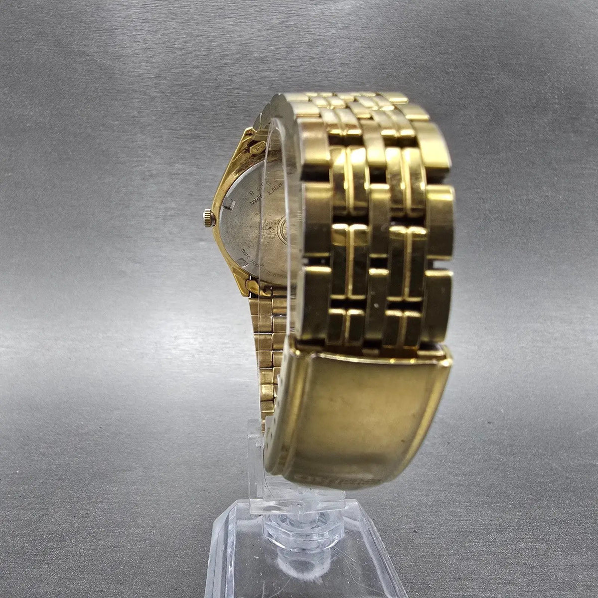 Seiko Sports 50 Watch Men 37mm Silver Dial Gold Tone Date 7N42-8079 PARTS8