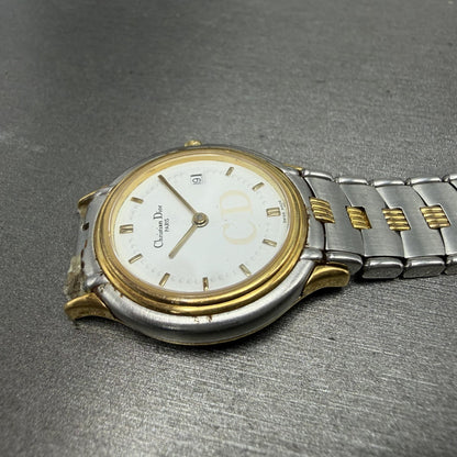 Cristian Dior Watch Women 27mm White Dial Two Tone Round READ!!! 48.146 New Batt5