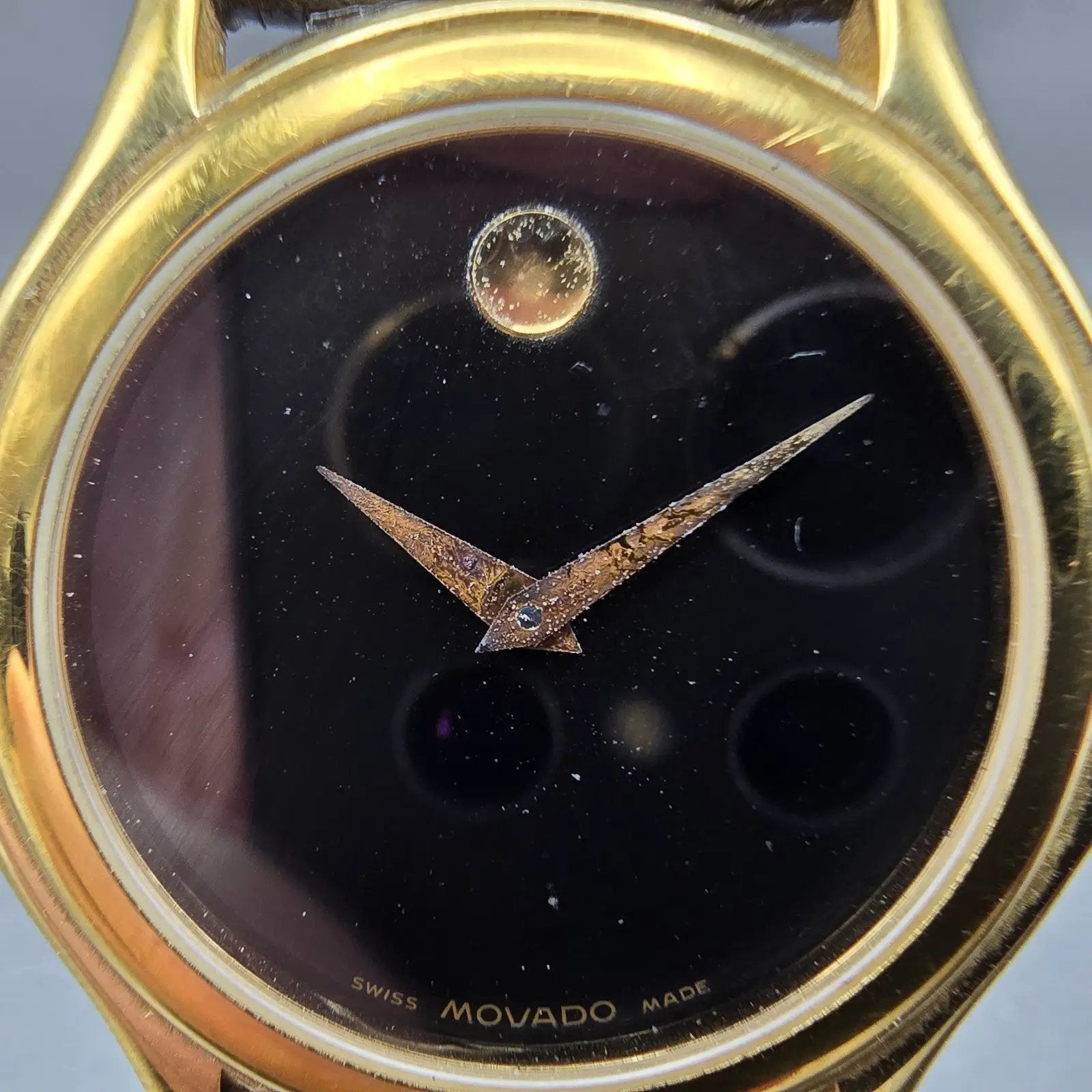 Movado Museum Watch Men 35mm Black Dial Gold Tone Round 87-E4-0863 Round PARTS A2