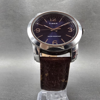 Timex Main Street Watch Men 39mm Blue Dial Silver Tone Round New Battery5