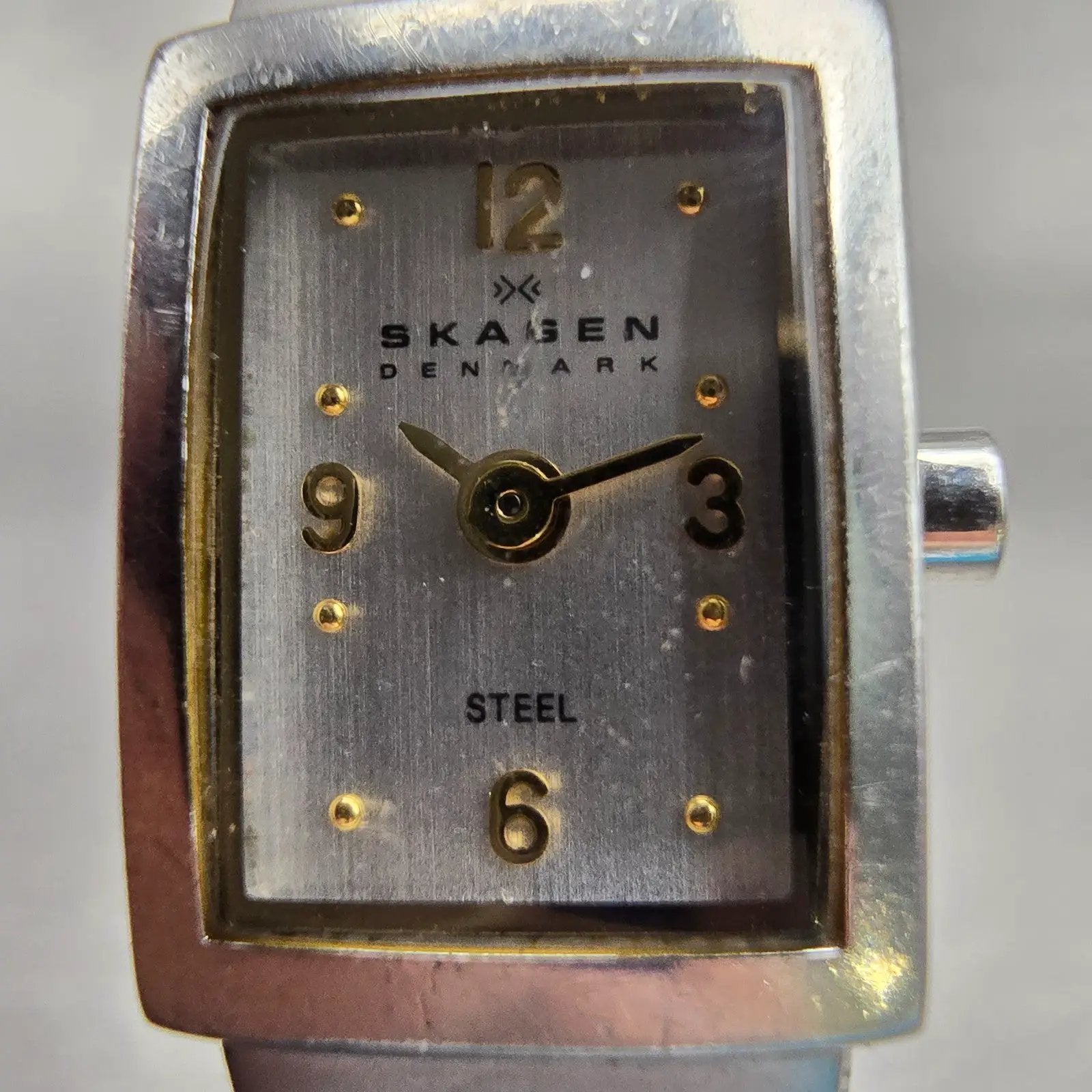Skagen Denmark Watch Women 15mm Silver Dial Silver Tone Rectangle 490SGS New Bat1
