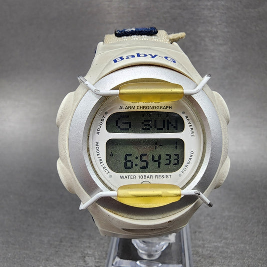 Casio Baby-G Watch Women 40mm Digital Alarm Chrono White BG-097 New Battery