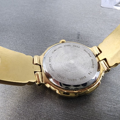 Bulova Watch Women 26mm Gold Dial Gold Tone Round 97P44 New Battery VTG9