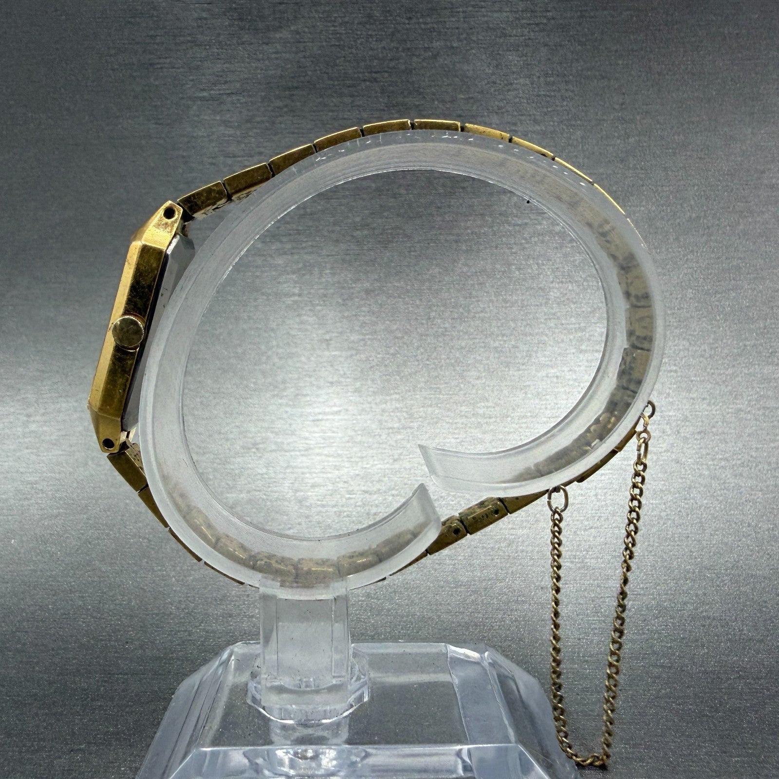 Seiko Watch Women 13mm Gold Dial Gold Tone Octagon 1320-5989 New Battery JGJ6