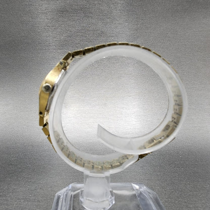 Seiko Watch Women 17mm Gold Dial Gold Tone Oval 14007389 New Battery Vintage A16