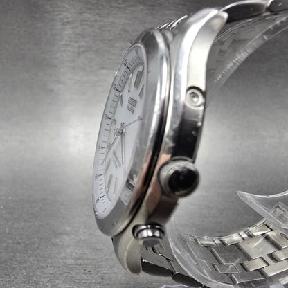 Citizen Eco-Drive Watch Men 38mm White Dial Steel Atomic Date H415 Round PARTS4