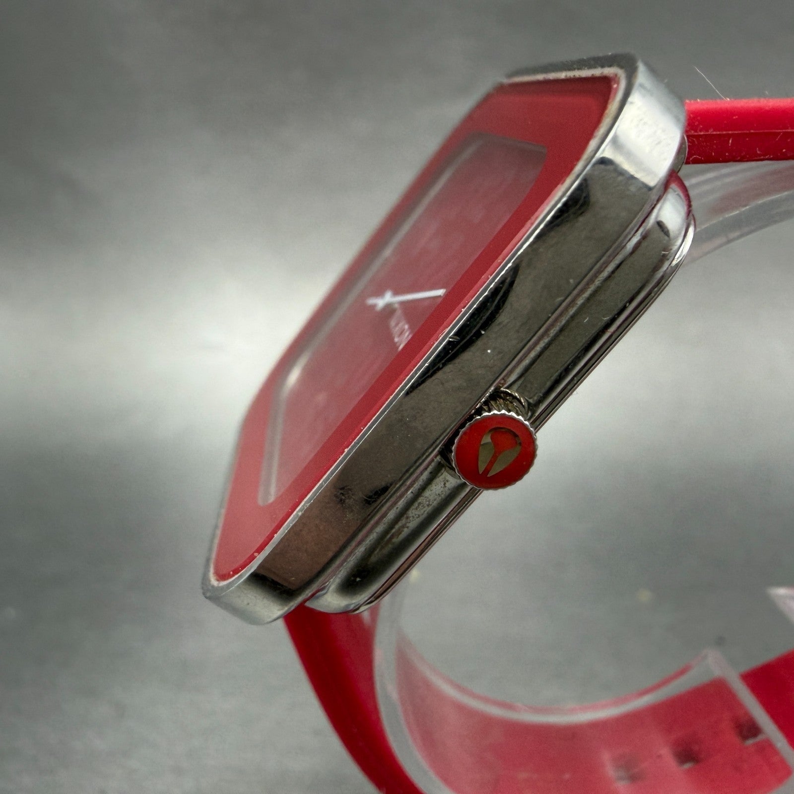 Nixon The Rocio Watch Women 38mm Red Dial Silver Tone Square New Battery2