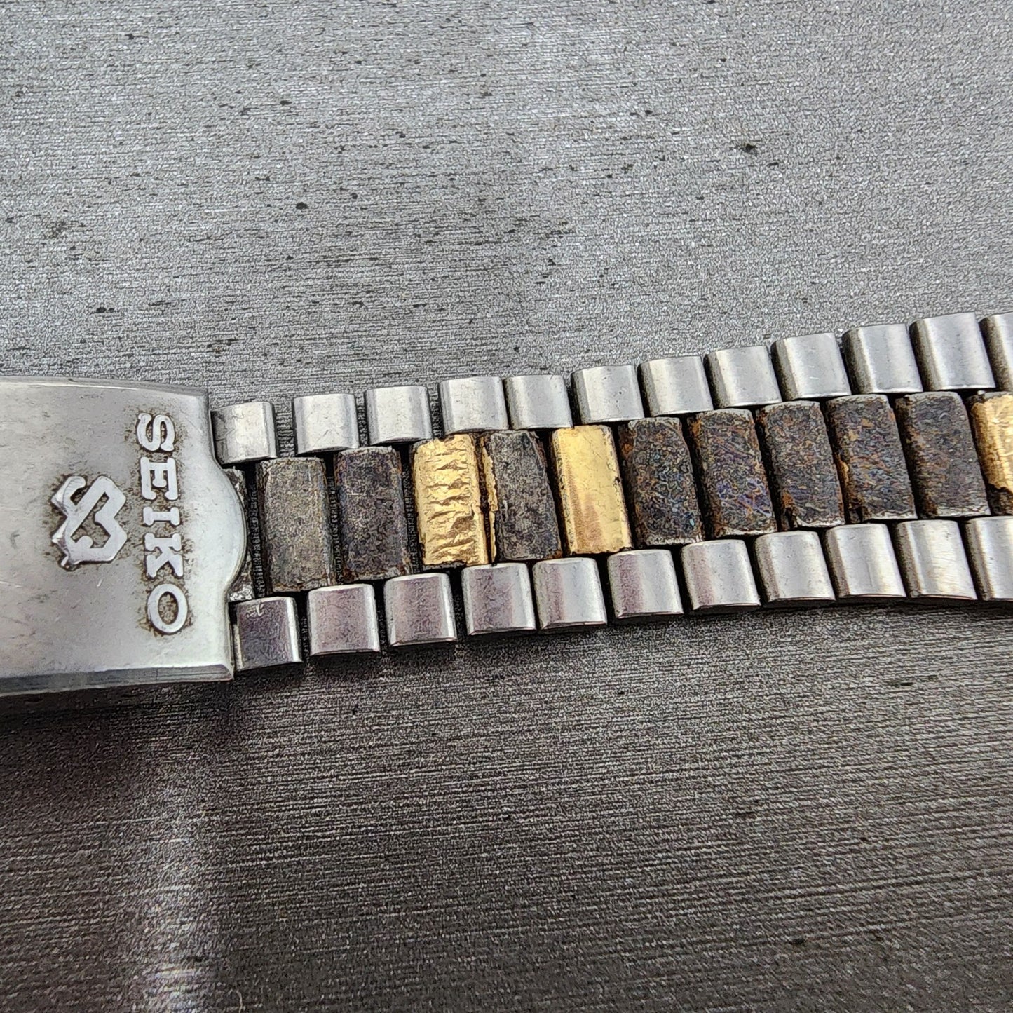 Seiko Bracelet 20mm Two Tone Stainless Steel Tri Folding Z271 End Links3