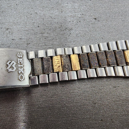 Seiko Bracelet 20mm Two Tone Stainless Steel Tri Folding Z271 End Links3