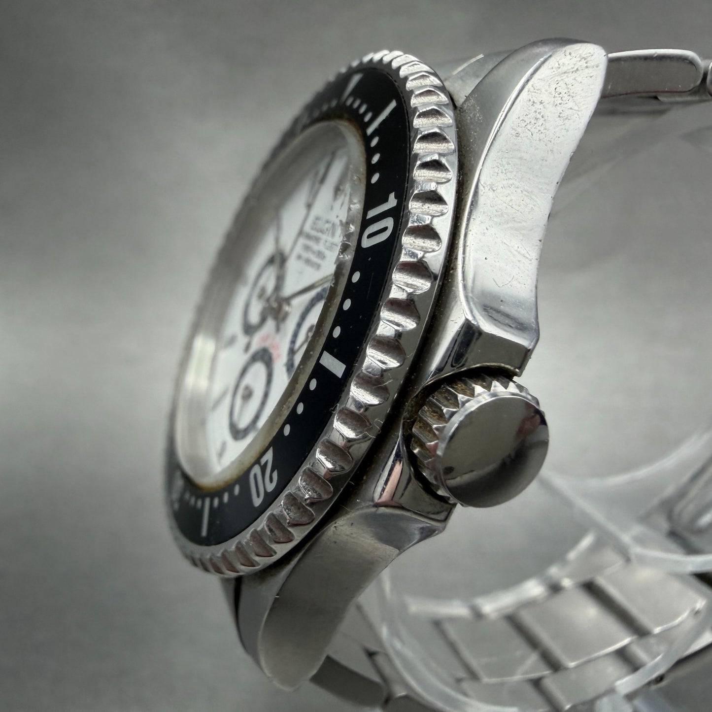 Elgin Watch Men 39mm Black Dial Silver Tone Round Daydate M-024-P New Battery3