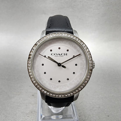 Coach Rayden Watch Women 32mm White Dial Silver Tone Round New Battery0