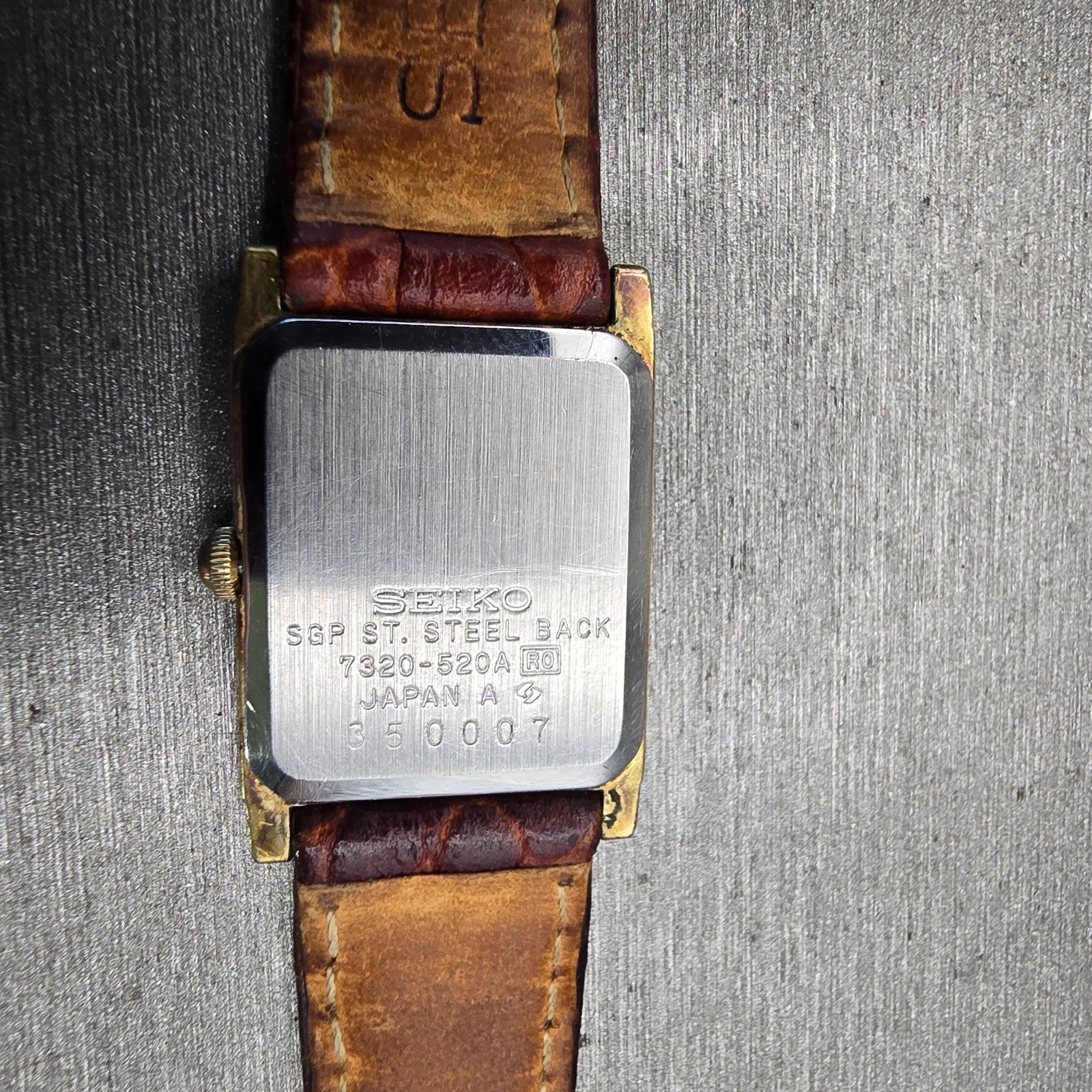 Seiko Watch Women 17mm White Dial Two Tone Rectangle 7320-520A New Battery VTG10