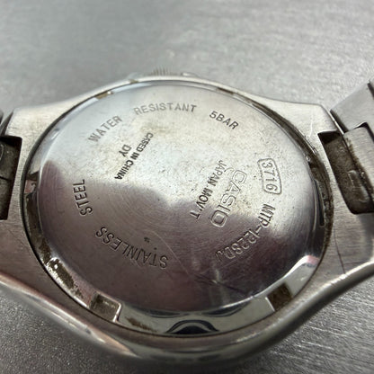 Casio Watch Men 38mm Silver Dial Silver Tone Daydate MTP-1228DJ New Battery9